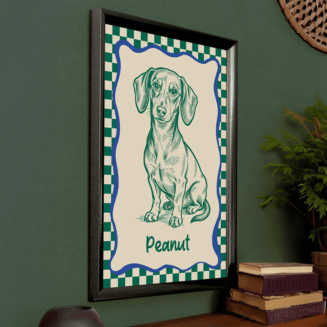 Custom Doodle Dog Portrait Minimalist, Unique Dog Art - Personalized Poster - Retro Pet Prints Gift