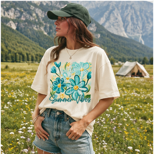 Summer Vibes Comfort Colors® Shirt | Floral Summer Vacation Shirt | Beach Shirt | Watercolor Neon Summer Shirt | Trendy Summer Graphic Shirt