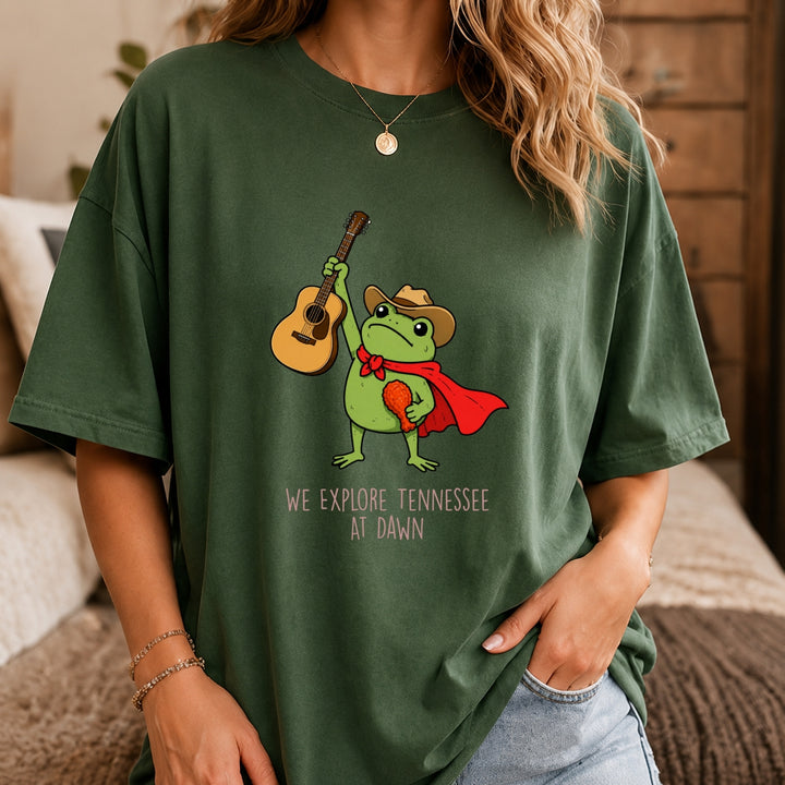 Tennessee Shirt, We Explore Tennessee At Dawn Frog Tee, Nashville Country Music Gift