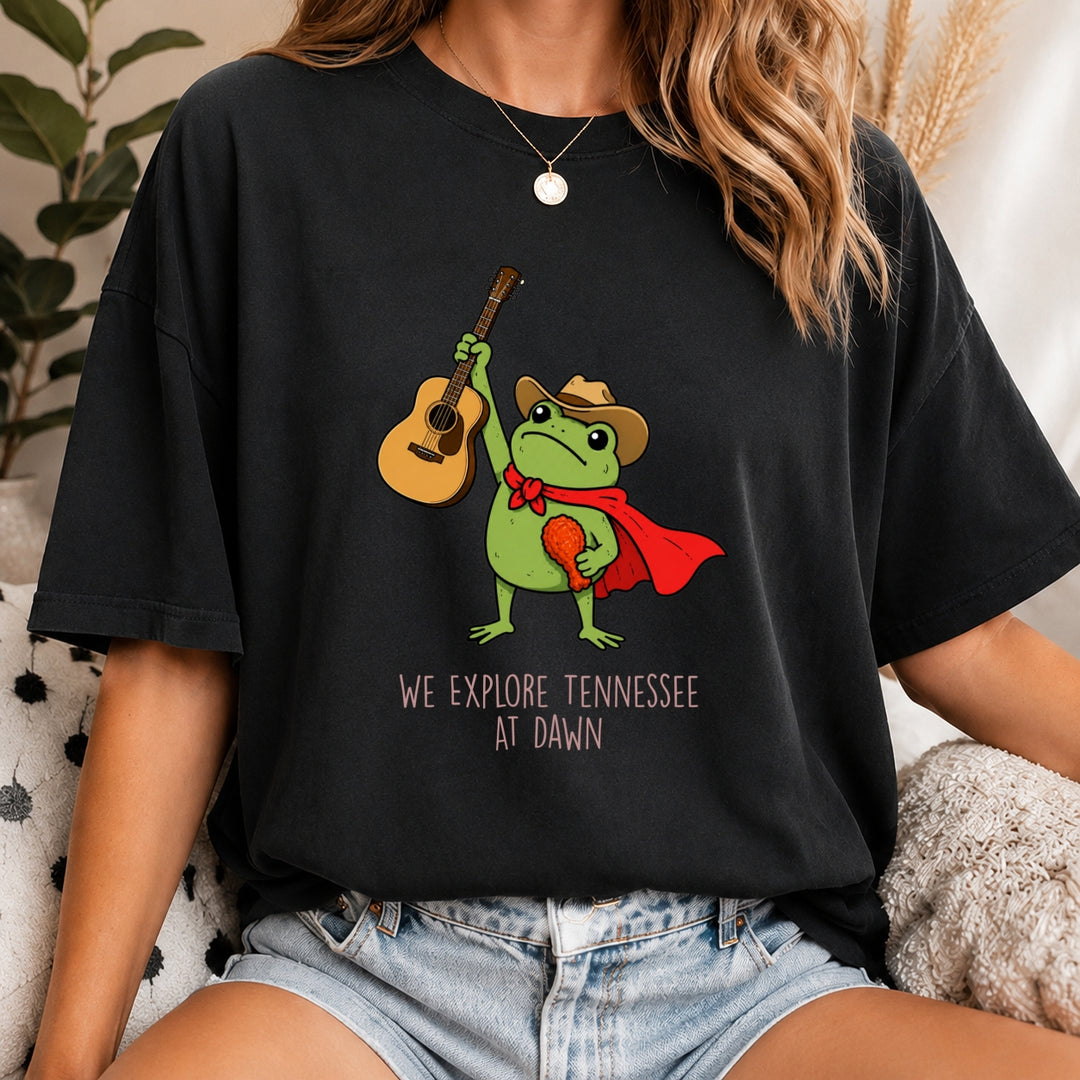 Tennessee Shirt, We Explore Tennessee At Dawn Frog Tee, Nashville Country Music Gift