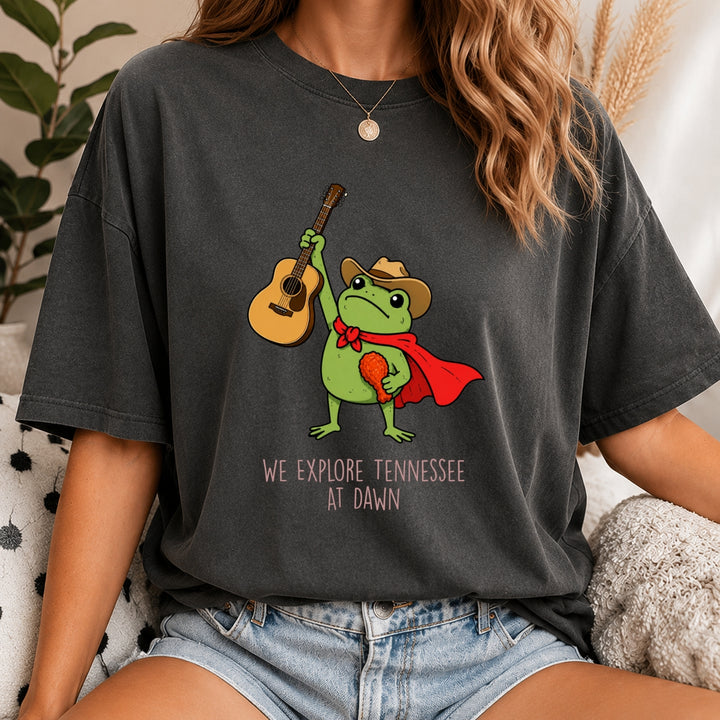 Tennessee Shirt, We Explore Tennessee At Dawn Frog Tee, Nashville Country Music Gift