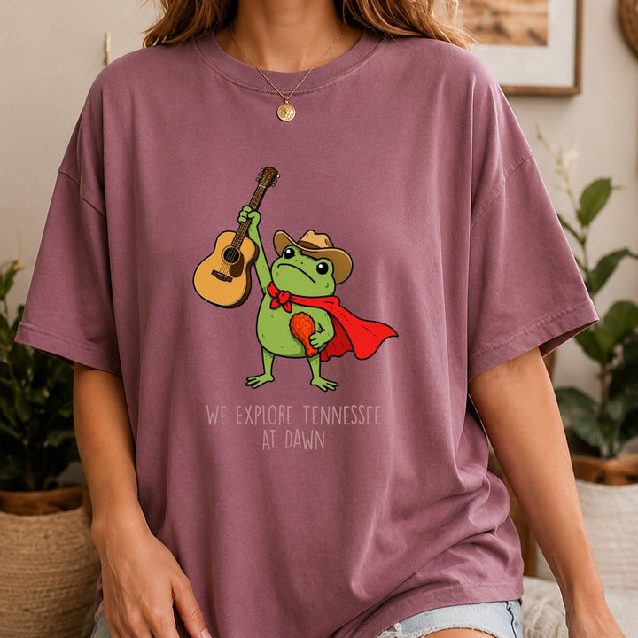 Tennessee Shirt, We Explore Tennessee At Dawn Frog Tee, Nashville Country Music Gift
