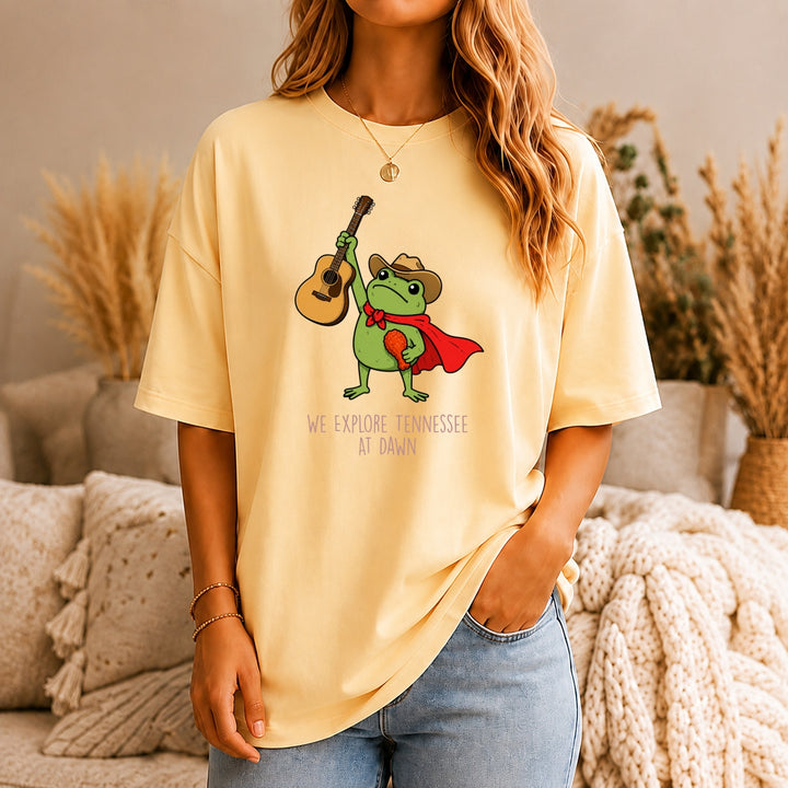 Tennessee Shirt, We Explore Tennessee At Dawn Frog Tee, Nashville Country Music Gift