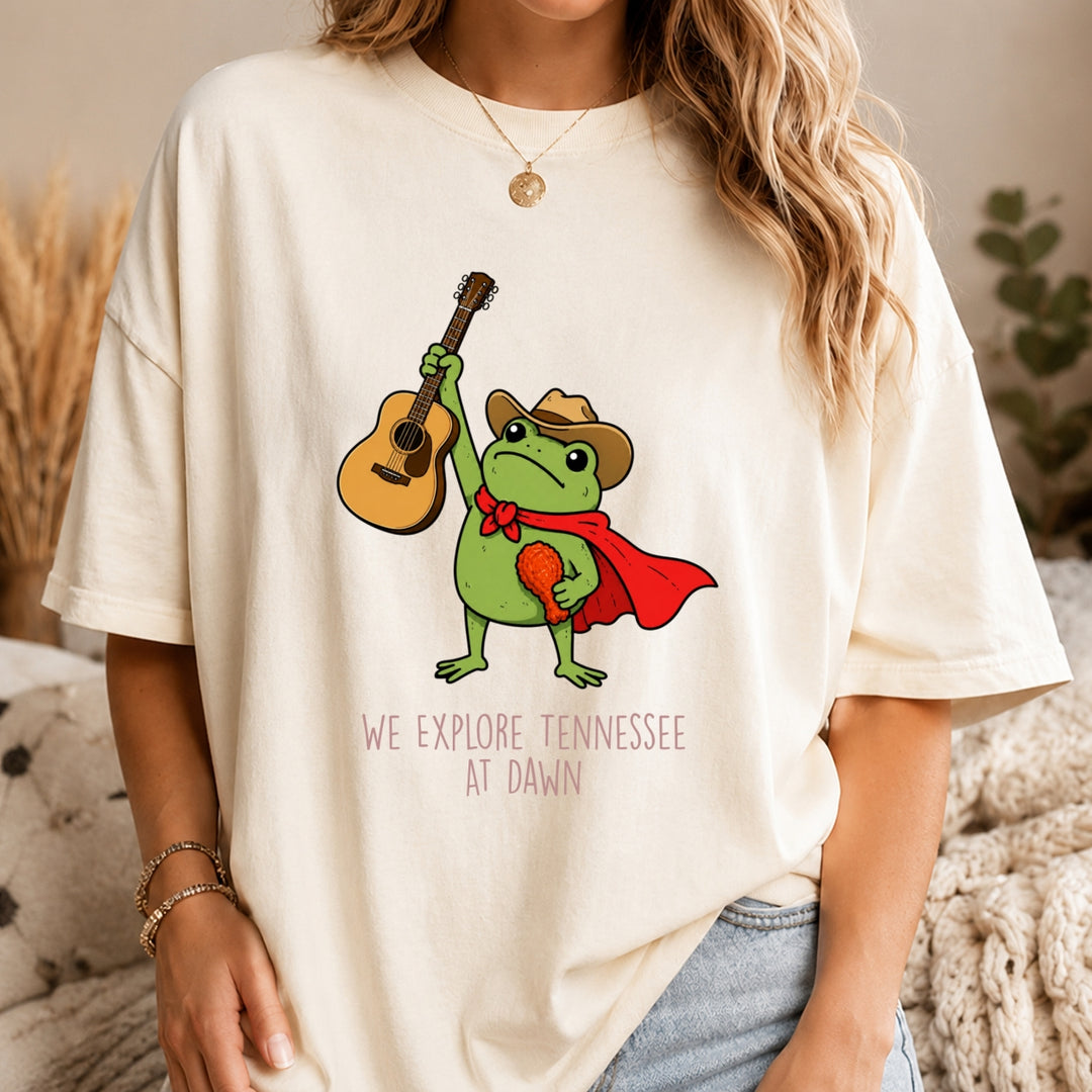 Tennessee Shirt, We Explore Tennessee At Dawn Frog Tee, Nashville Country Music Gift