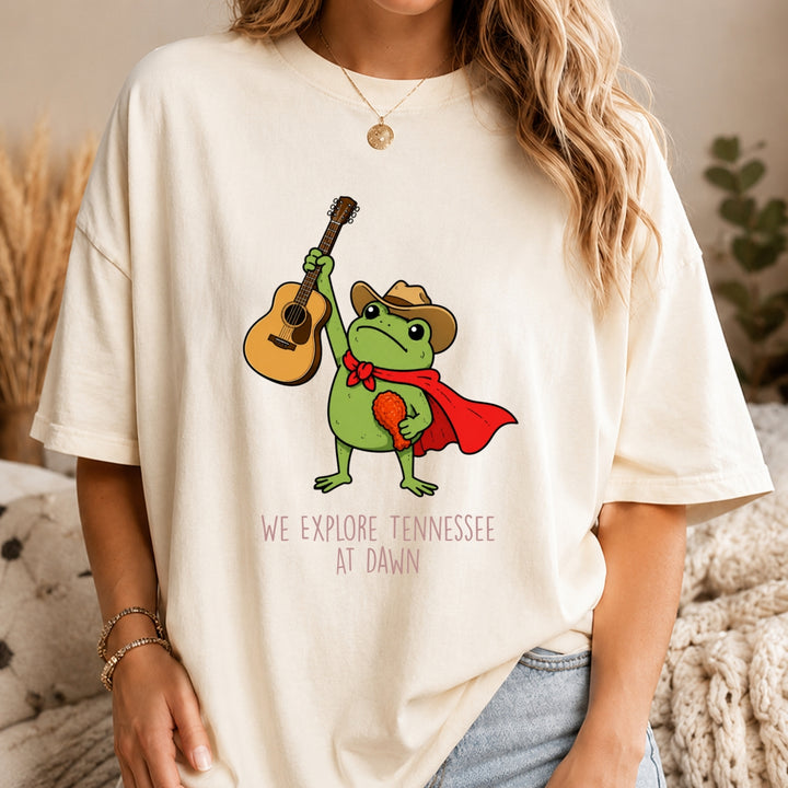 Tennessee Shirt, We Explore Tennessee At Dawn Frog Tee, Nashville Country Music Gift