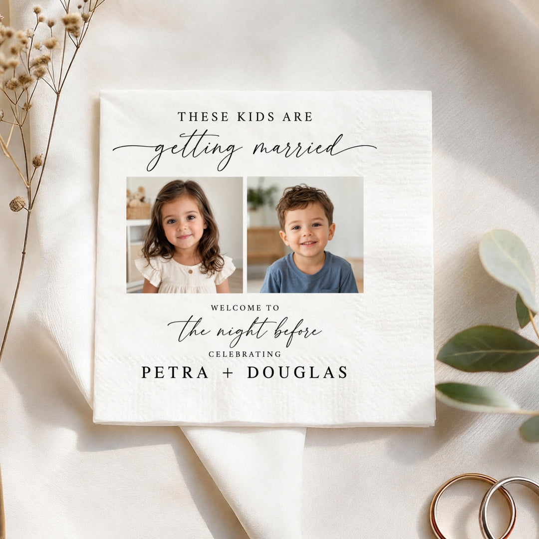 Personalized Wedding Photo Napkins Custom Cocktail Beverage Napkins Rehearsal Dinner Reception Decor Keepsake Gift