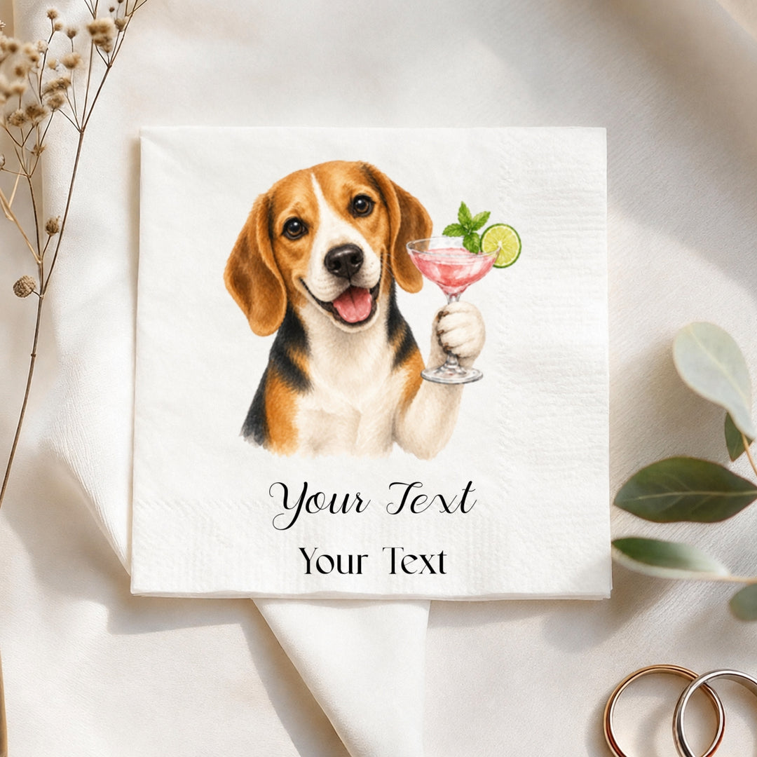 Personalized Pet Cocktail Napkins, Custom Dog & Cat Party Napkins, Personalized Beverage Napkins with Pet Portrait, Wedding, Birthday & Celebration Decor