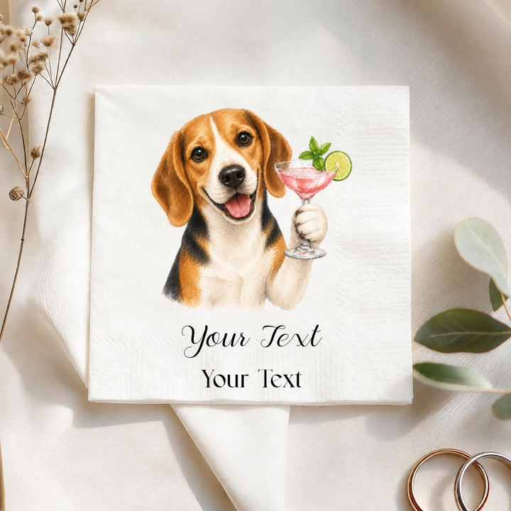 Personalized Pet Cocktail Napkins, Custom Dog & Cat Party Napkins, Personalized Beverage Napkins with Pet Portrait, Wedding, Birthday & Celebration Decor