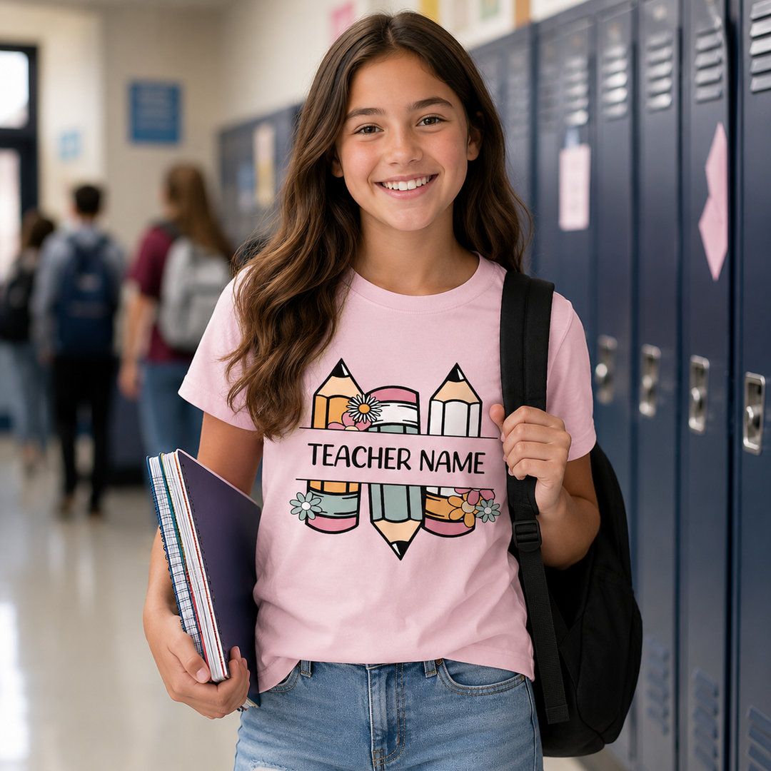 Custom Name Teacher Shirt, Personalized Teacher T-Shirt, Kindergarten Teacher Tee, Teacher Gift, Back to School, Teacher First Day of School