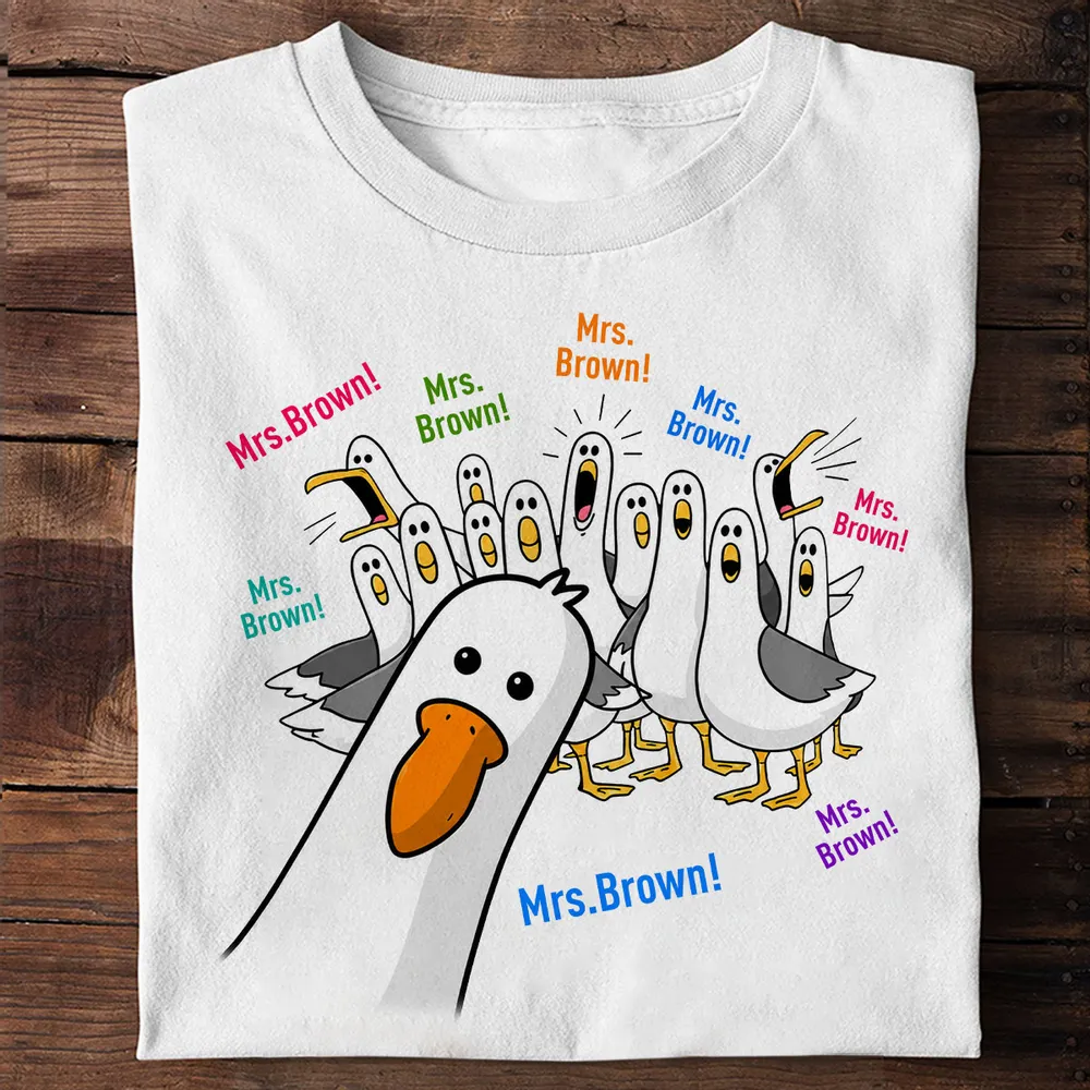 Funny Seagulls Teacher Name - Personalized Shirt - Back To School Gift For Teacher