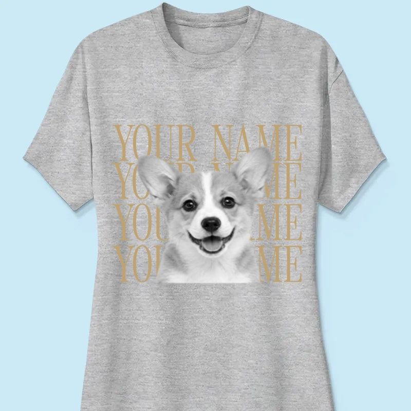 Personalized Vintage Pet Portrait Shirt, Custom Dog & Cat Photo T-Shirt, Personalized Pet Name Tee, Custom Photo Pet Lover Gift, Retro Graphic Shirt