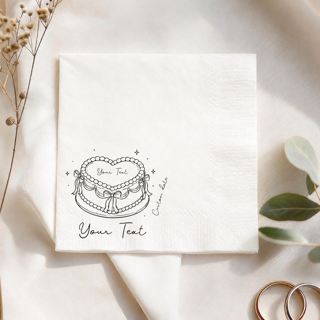 Personalized Wedding Napkins – Custom Names and Date Cocktail Bar Reception 3-Ply Paper