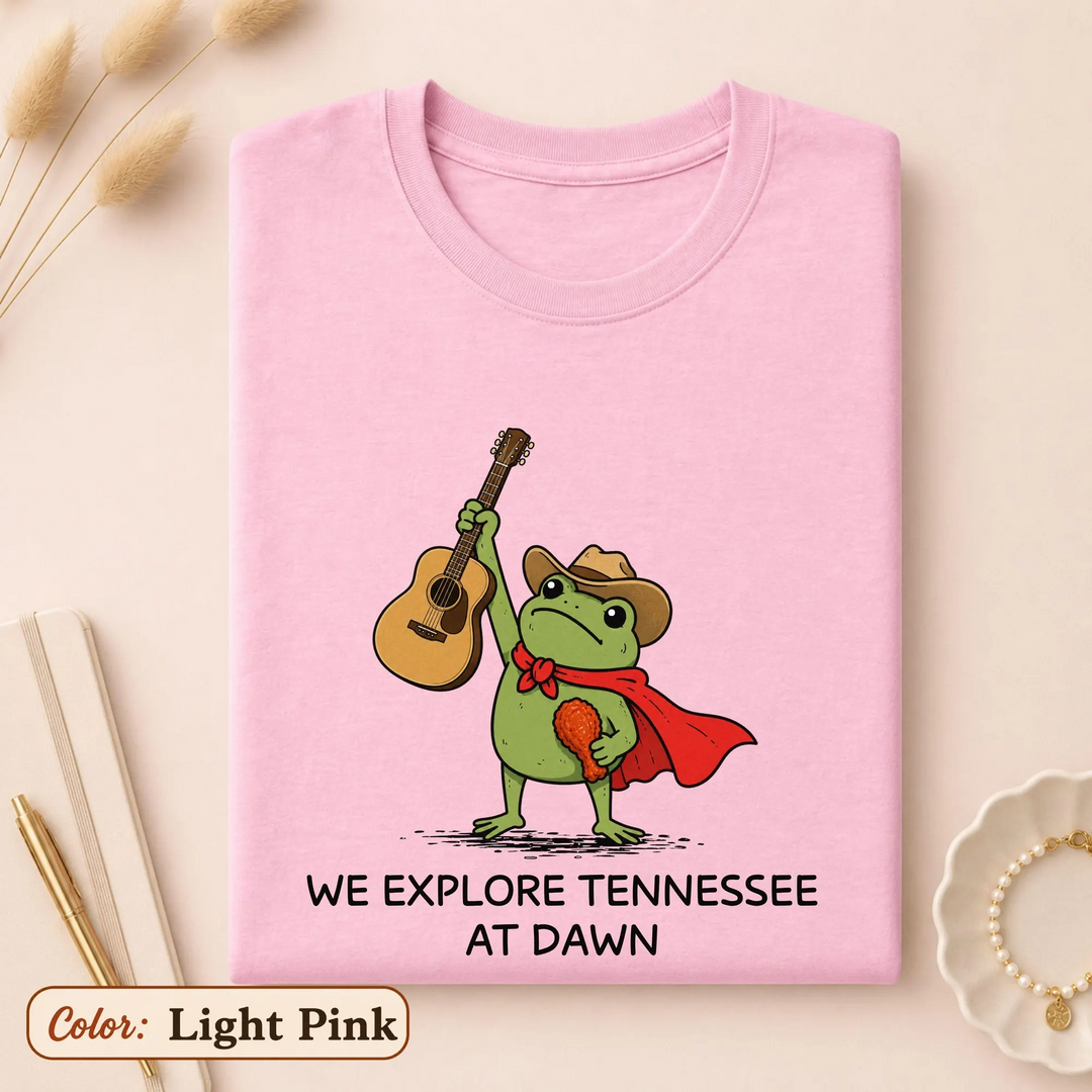 Tennessee Shirt, We Explore Tennessee At Dawn Frog Tee, Nashville Country Music Gift