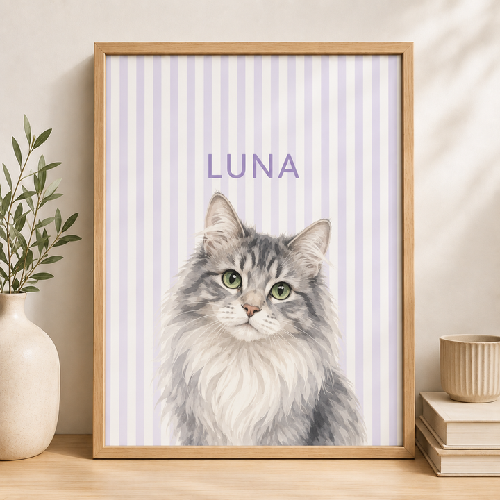 Personalized Pet Canvas, Custom Dog & Cat Portrait, Watercolor Pet Wall Art, Personalized Pet Name Canvas, Gift for Pet Lovers