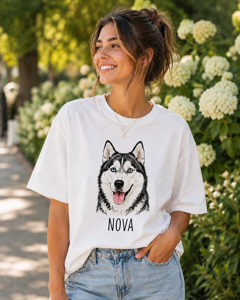 Personalized Pet Portrait Shirt, Custom Dog & Cat Photo T-Shirt, Personalized Pet Name Tee, Custom Pet Lover Gift, Dog Mom & Cat Mom Shirt