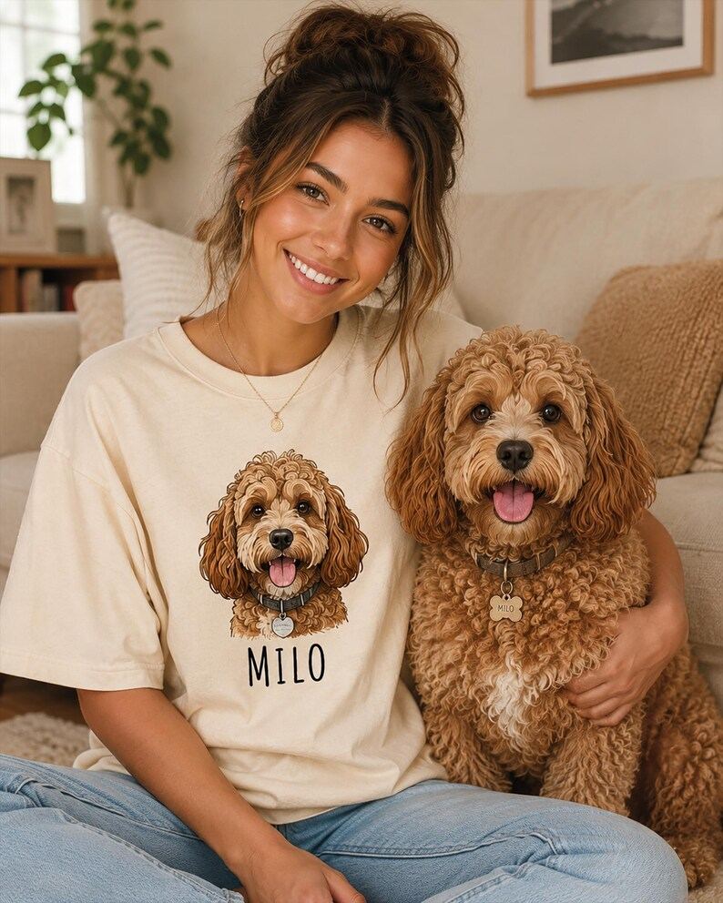 Personalized Pet Portrait Shirt, Custom Dog & Cat Photo T-Shirt, Personalized Pet Name Tee, Custom Pet Lover Gift, Dog Mom & Cat Mom Shirt
