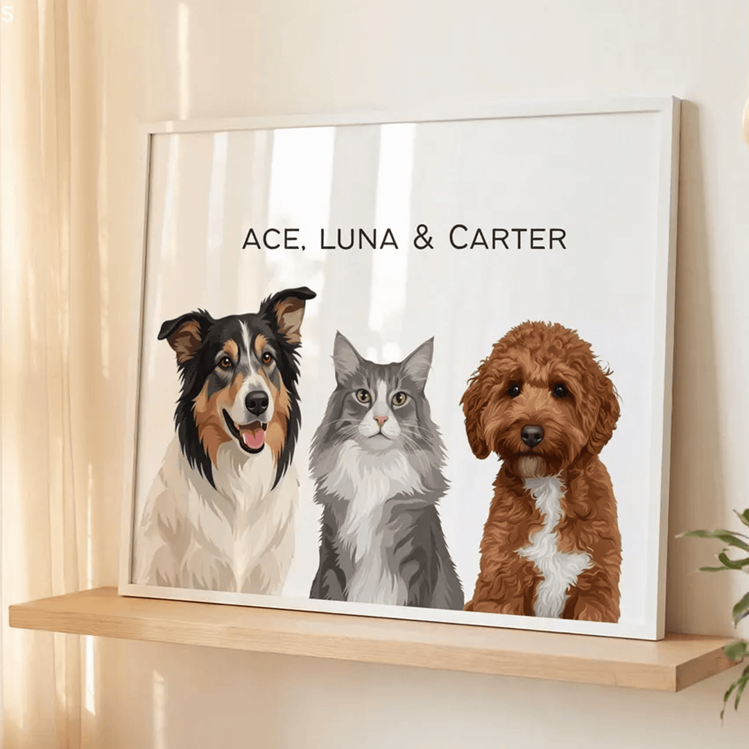 Custom Pet Portrait Print from your Photo, Gift for Pet Lovers, Custom Dog Painting Custom Cat Artwork