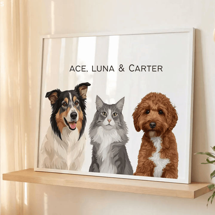 Custom Pet Portrait Print from your Photo, Gift for Pet Lovers, Custom Dog Painting Custom Cat Artwork