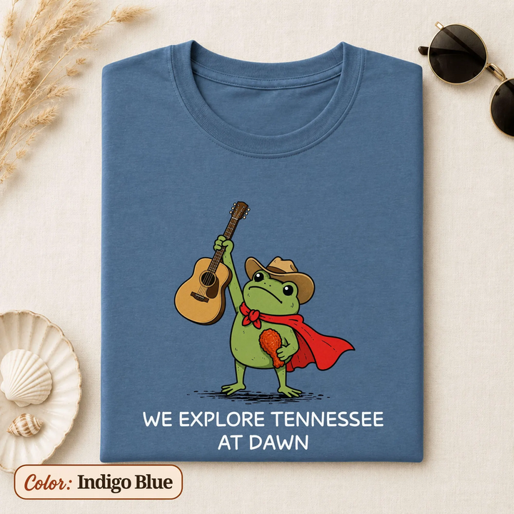 Tennessee Shirt, We Explore Tennessee At Dawn Frog Tee, Nashville Country Music Gift