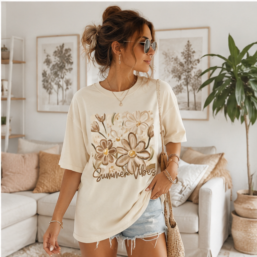 Summer Vibes Comfort Colors® Shirt | Floral Summer Vacation Shirt | Beach Shirt | Watercolor Neon Summer Shirt | Trendy Summer Graphic Shirt
