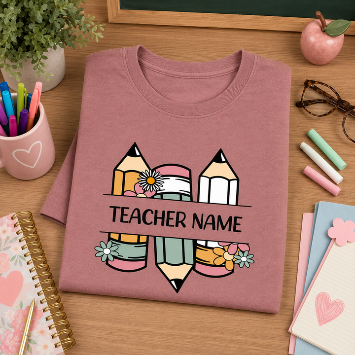 Custom Name Teacher Shirt, Personalized Teacher T-Shirt, Kindergarten Teacher Tee, Teacher Gift, Back to School, Teacher First Day of School