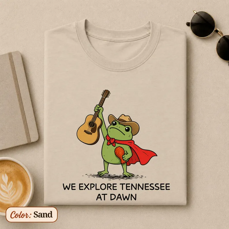Tennessee Shirt, We Explore Tennessee At Dawn Frog Tee, Nashville Country Music Gift