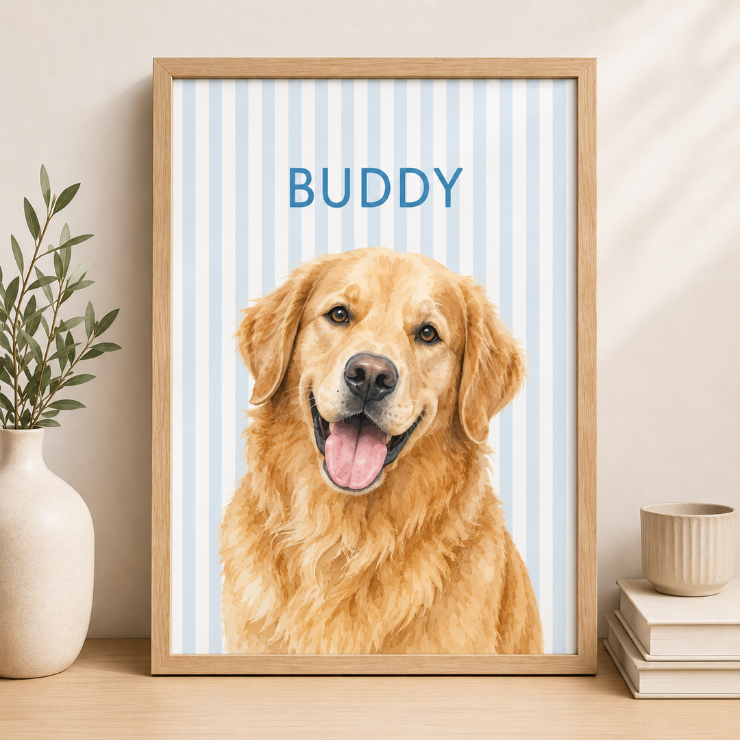 Personalized Pet Canvas, Custom Dog & Cat Portrait, Watercolor Pet Wall Art, Personalized Pet Name Canvas, Gift for Pet Lovers