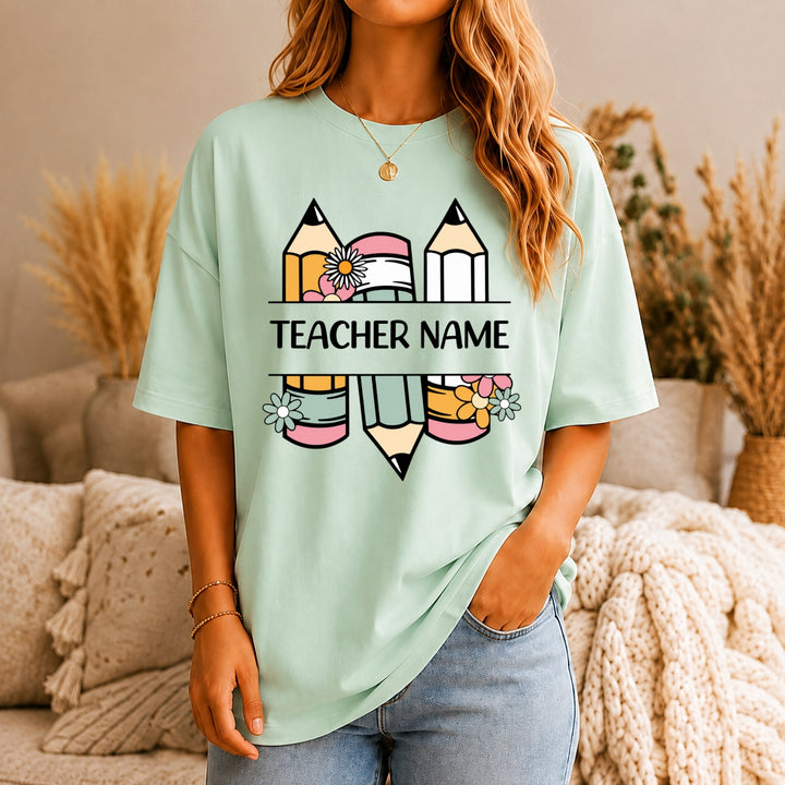 Custom Name Teacher Shirt, Personalized Teacher T-Shirt, Kindergarten Teacher Tee, Teacher Gift, Back to School, Teacher First Day of School