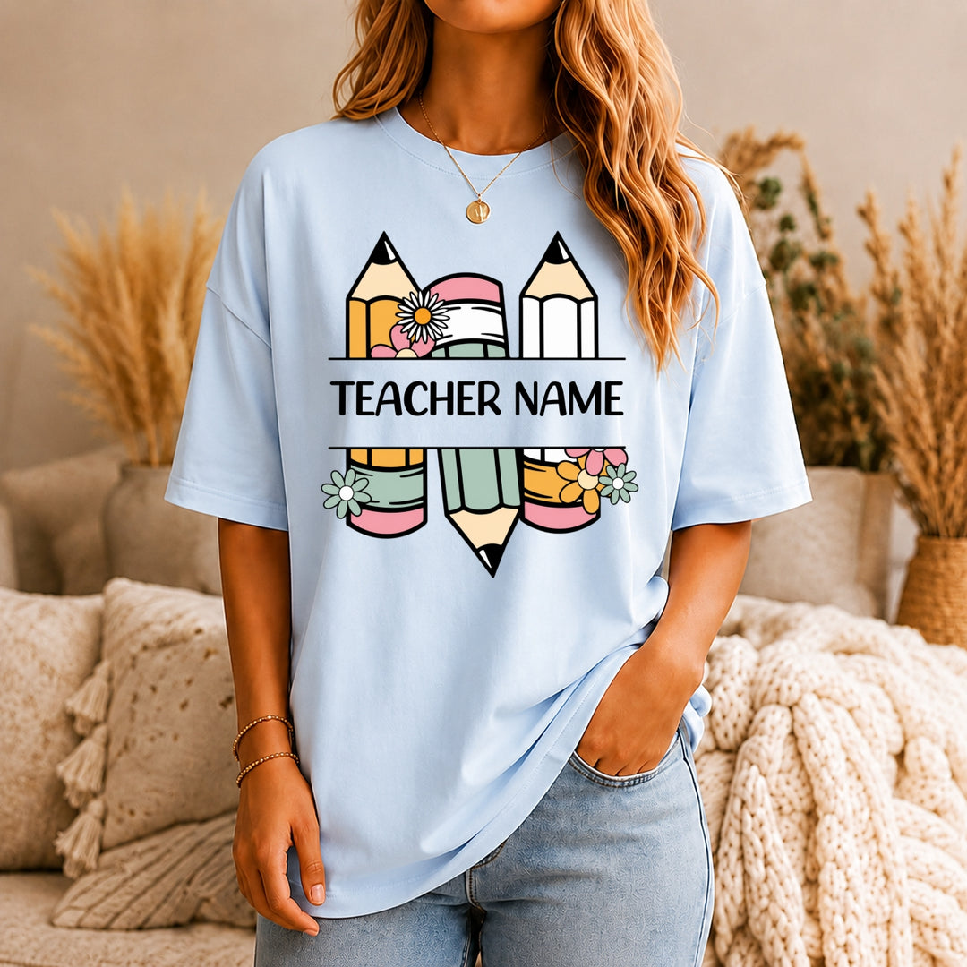 Custom Name Teacher Shirt, Personalized Teacher T-Shirt, Kindergarten Teacher Tee, Teacher Gift, Back to School, Teacher First Day of School