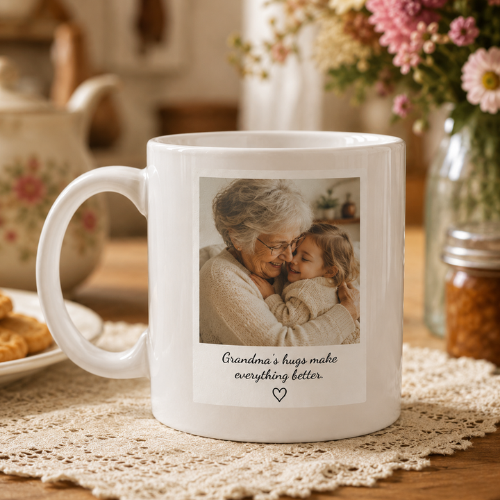Personalized Photo Pottery Mug, Gift for Mom Dad, Custom Polaroid Photo Mug, Custom Mug Gift For Parents, Picture Cup, Custom Birthday Gift
